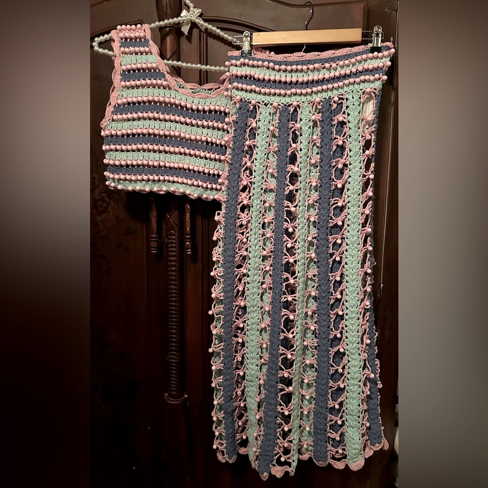 CeliaB Gaia Argento Colorful Crochet Two-Piece Set - Picture 5 of 9